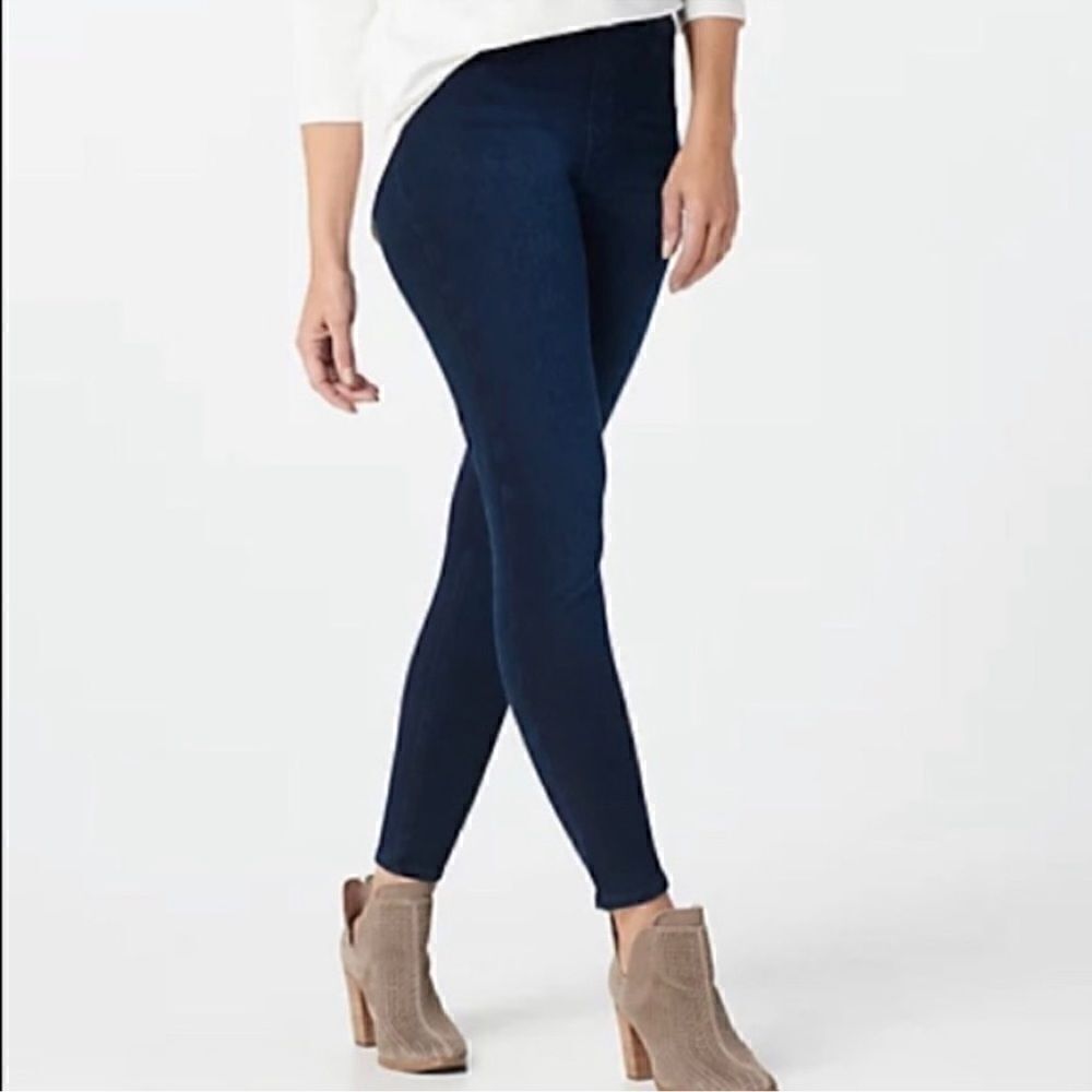Spanx Jean-ish Ankle Skinny Jeans Shaping Jeggings Size 1X Plus Dark Wash